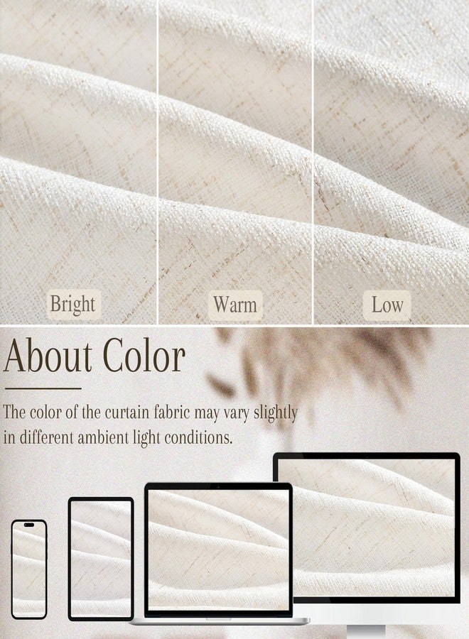 Joywell Cream Natural Pinch Pleated Linen Curtains 84 Inches Long 2 Panels Set for Bedroom Living Room Back Tab Thick Semi Sheer Light Filtering Privacy Window Pleat Drapes Clip Rings Hooks 40x84 - Image 4